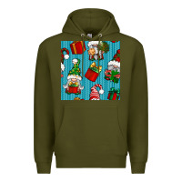 Army Green christmas gnomes and gift box seamless pattern Premium Hoodie - BundleAndBundleShop