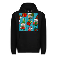 Black christmas gnomes and gift box seamless pattern Premium Hoodie - BundleAndBundleShop