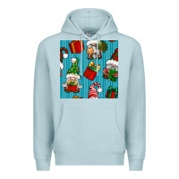 Blue Mist christmas gnomes and gift box seamless pattern Premium Hoodie - BundleAndBundleShop