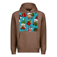 Chestnut christmas gnomes and gift box seamless pattern Premium Hoodie - BundleAndBundleShop