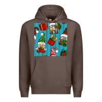 Coffee christmas gnomes and gift box seamless pattern Premium Hoodie - BundleAndBundleShop