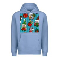 Colony Blue christmas gnomes and gift box seamless pattern Premium Hoodie - BundleAndBundleShop
