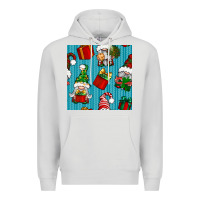 Dove Grey christmas gnomes and gift box seamless pattern Premium Hoodie - BundleAndBundleShop