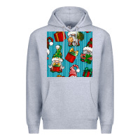 Heather Grey christmas gnomes and gift box seamless pattern Premium Hoodie - BundleAndBundleShop