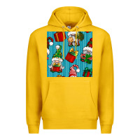 Lemon christmas gnomes and gift box seamless pattern Premium Hoodie - BundleAndBundleShop