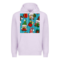 Lilac christmas gnomes and gift box seamless pattern Premium Hoodie - BundleAndBundleShop