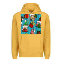 Mustard christmas gnomes and gift box seamless pattern Premium Hoodie - BundleAndBundleShop