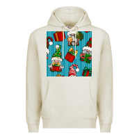 Oatmeal Heather christmas gnomes and gift box seamless pattern Premium Hoodie - BundleAndBundleShop