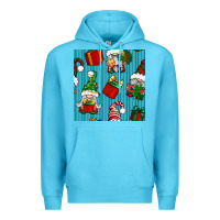 Ocean Blue christmas gnomes and gift box seamless pattern Premium Hoodie - BundleAndBundleShop