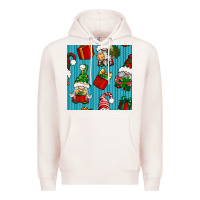 Pale Pink christmas gnomes and gift box seamless pattern Premium Hoodie - BundleAndBundleShop