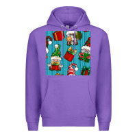 Purple christmas gnomes and gift box seamless pattern Premium Hoodie - BundleAndBundleShop