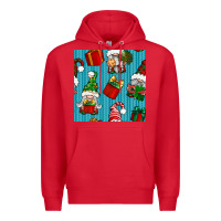 Red christmas gnomes and gift box seamless pattern Premium Hoodie - BundleAndBundleShop