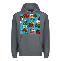 Rock christmas gnomes and gift box seamless pattern Premium Hoodie - BundleAndBundleShop
