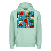 Seafoam christmas gnomes and gift box seamless pattern Premium Hoodie - BundleAndBundleShop