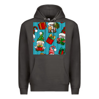 Smoke christmas gnomes and gift box seamless pattern Premium Hoodie - BundleAndBundleShop