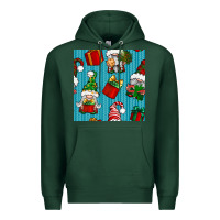 Sports Green christmas gnomes and gift box seamless pattern Premium Hoodie - BundleAndBundleShop
