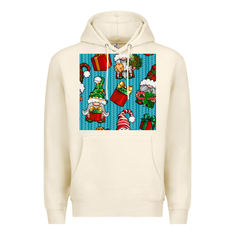 Christmas Gnomes And Gift Box Seamless Pattern Premium Hoodie by BundleAndBundleShop | Teevron