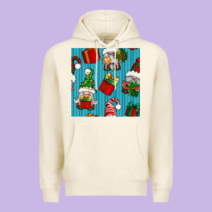 Christmas Gnomes And Gift Box Seamless Pattern Premium Hoodie Designed By Bundleandbundleshop