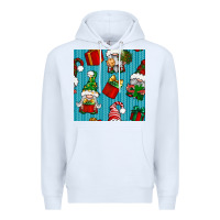 White christmas gnomes and gift box seamless pattern Premium Hoodie - BundleAndBundleShop