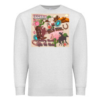 Oatmeal Heather yeehaw western Premium Sweatshirt - Zillion Design Studio