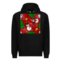 Black christmas snowman and trees seamless pattern Premium Hoodie - BundleAndBundleShop