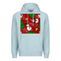 Blue Mist christmas snowman and trees seamless pattern Premium Hoodie - BundleAndBundleShop