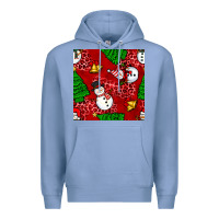 Colony Blue christmas snowman and trees seamless pattern Premium Hoodie - BundleAndBundleShop