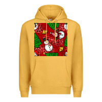 Mustard christmas snowman and trees seamless pattern Premium Hoodie - BundleAndBundleShop