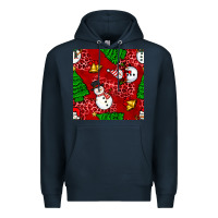 Navy christmas snowman and trees seamless pattern Premium Hoodie - BundleAndBundleShop