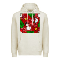 Oatmeal Heather christmas snowman and trees seamless pattern Premium Hoodie - BundleAndBundleShop