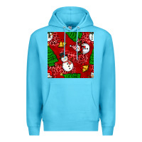 Ocean Blue christmas snowman and trees seamless pattern Premium Hoodie - BundleAndBundleShop