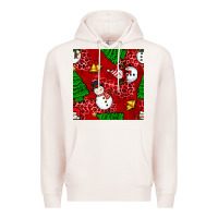 Pale Pink christmas snowman and trees seamless pattern Premium Hoodie - BundleAndBundleShop