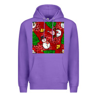 Purple christmas snowman and trees seamless pattern Premium Hoodie - BundleAndBundleShop