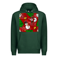Sports Green christmas snowman and trees seamless pattern Premium Hoodie - BundleAndBundleShop