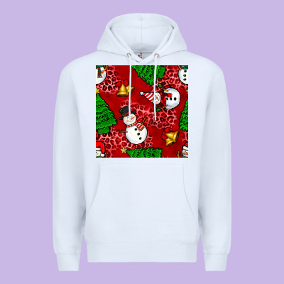 Christmas Snowman And Trees Seamless Pattern Premium Hoodie Designed By Bundleandbundleshop