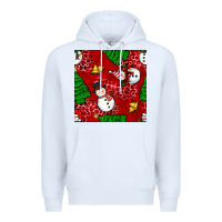 White christmas snowman and trees seamless pattern Premium Hoodie - BundleAndBundleShop