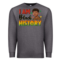 Charcoal Heather i am black history with afro black boy Premium Sweatshirt - texasbilliewilder
