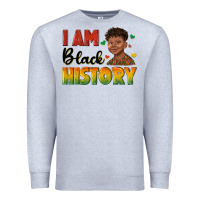 Heather Grey i am black history with afro black boy Premium Sweatshirt - texasbilliewilder