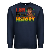 Navy i am black history with afro black boy Premium Sweatshirt - texasbilliewilder