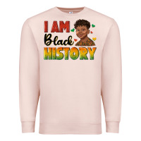 Pale Pink i am black history with afro black boy Premium Sweatshirt - texasbilliewilder
