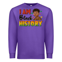 Purple i am black history with afro black boy Premium Sweatshirt - texasbilliewilder