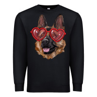 Black German shepherd with love glasses Premium Sweatshirt - RanaPortraitStore