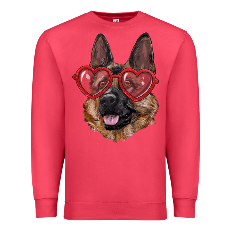 German Shepherd With Love Glasses Premium Sweatshirt by RanaPortraitStore | Teevron