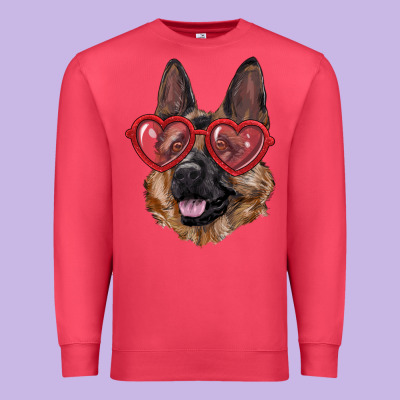 Premium Sweatshirt German shepherd with love glasses