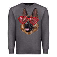 Charcoal Heather German shepherd with love glasses Premium Sweatshirt - RanaPortraitStore