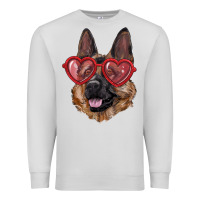 Dove Grey German shepherd with love glasses Premium Sweatshirt - RanaPortraitStore