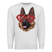 Oatmeal Heather German shepherd with love glasses Premium Sweatshirt - RanaPortraitStore