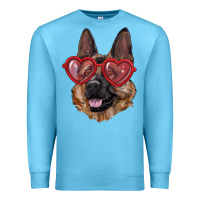 Ocean Blue German shepherd with love glasses Premium Sweatshirt - RanaPortraitStore