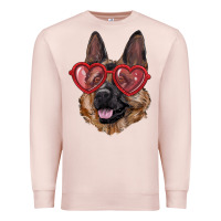 Pale Pink German shepherd with love glasses Premium Sweatshirt - RanaPortraitStore