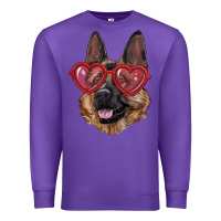 Purple German shepherd with love glasses Premium Sweatshirt - RanaPortraitStore